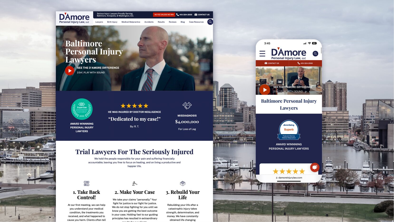 D'Amore Personal Injury Law website hero